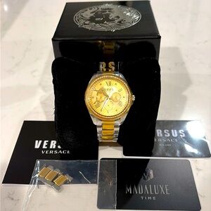 PRISTINE VERSACE Versus Milano gold/silver watch with international ID/warrantee